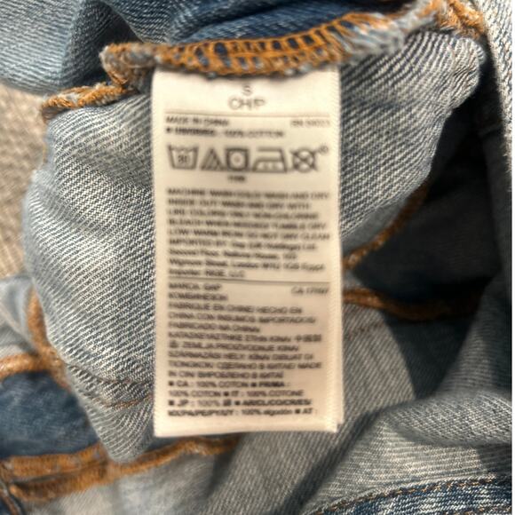 GAP 100% Cotton Light Wash Distressed Denim Overalls S grunge 90s streetwear - Picture 5 of 7